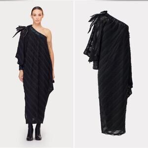 NWT Julia Allert Black Luxury Elegance One-Sleeve Long Dress sz S Glam Lagenlook